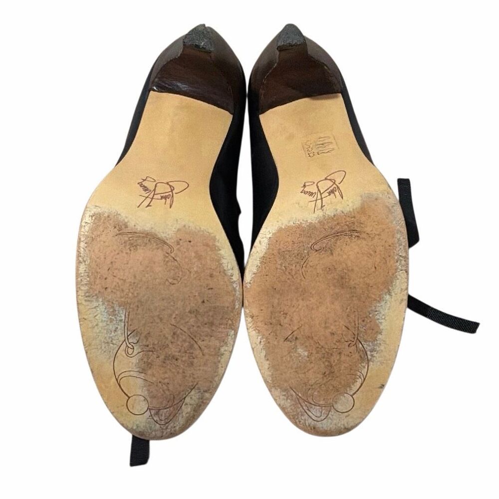 John Fluevog Teapot Yunnan Heels Black Olive Green Ribbon Lace Up Women’s 9.5 - Picture 11 of 16